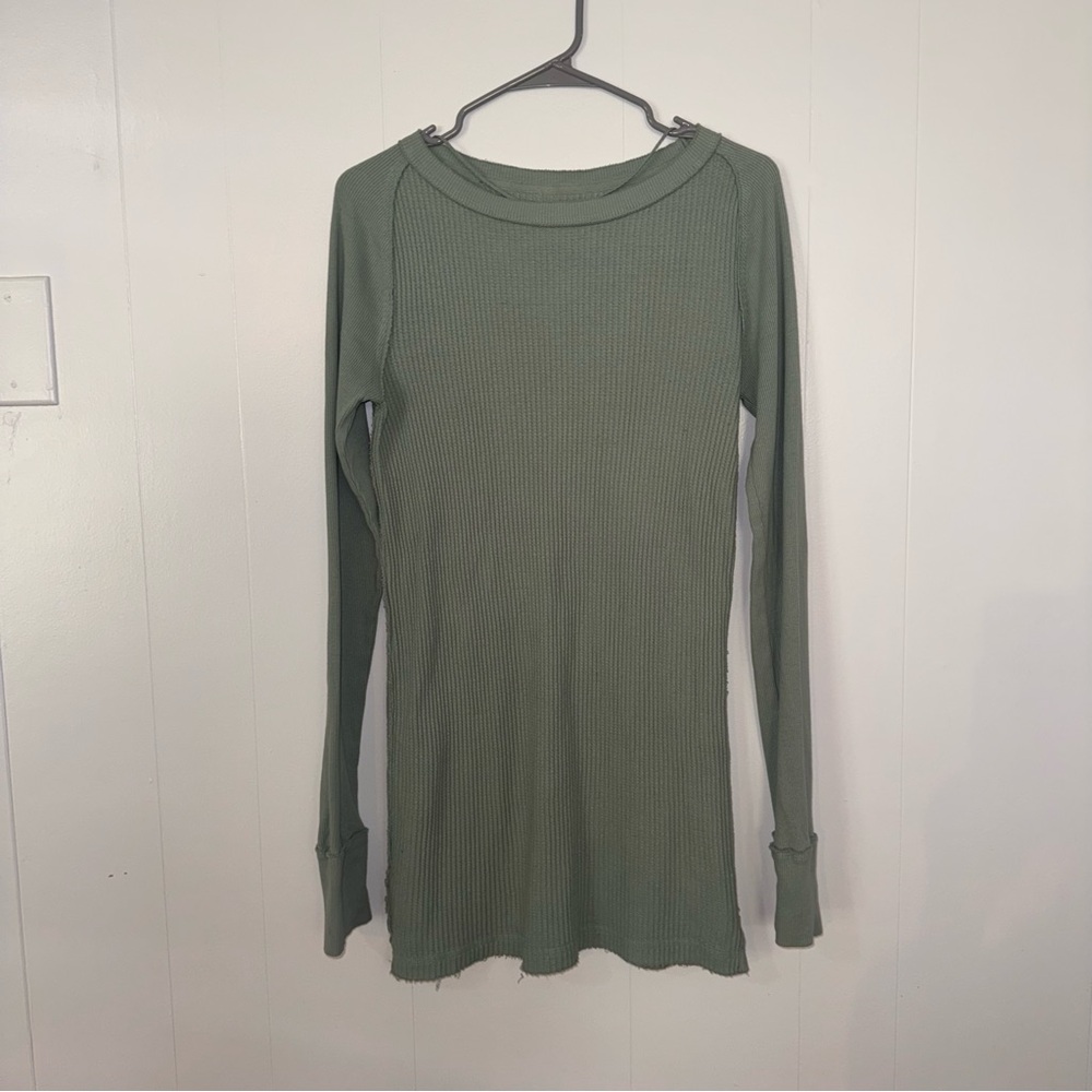 We The Free Olive Ribbed Long Sleeve Tee